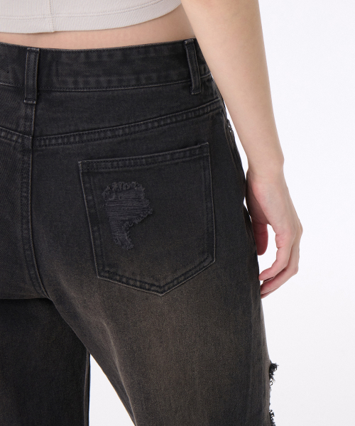 MUSINSA STANDARD WOMAN（ムシンサスタンダードウーマン）の「ウィメンズ デストロイドニ ワイドデニムパンツ [ラスティブラック]（デニムパンツ・レディース・その他・30/24/25/26/27/28/29）」の6枚目の写真