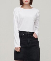 ウーマンズリラックスボートネック長袖Tシャツ[ホワイト]