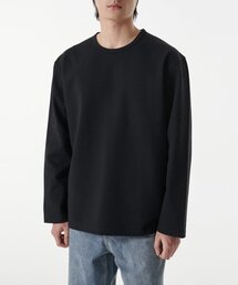 ヘビーポンテリラックスクルーネック長袖Tシャツ[ブラック]