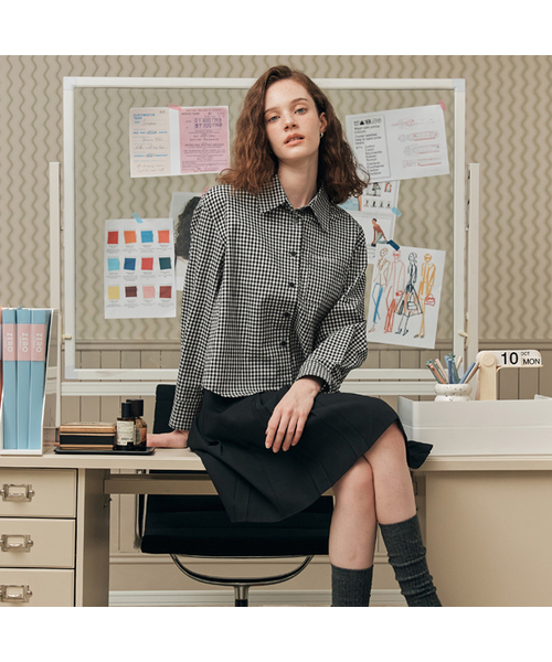 ギンガムチェックシャツ / ブラック