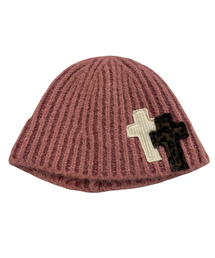 SK8ER ROCK（スケーターロック）の「Tone on Tone Cross Beanie ((pink))（ニットキャップ/ビーニー）」