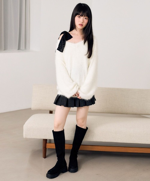 Heather（ヘザー）の「マルチWAYリボンインナー　612865（Tシャツ/カットソー・レディース・アイボリー/ブラック・S/M）」の5枚目の写真