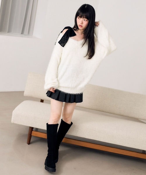 Heather（ヘザー）の「マルチWAYリボンインナー　612865（Tシャツ/カットソー・レディース・アイボリー/ブラック・S/M）」の7枚目の写真