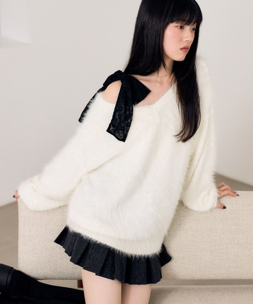 Heather（ヘザー）の「マルチWAYリボンインナー　612865（Tシャツ/カットソー・レディース・アイボリー/ブラック・S/M）」の8枚目の写真