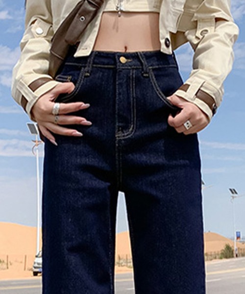 DAY CLOSET（デイ クローゼット）の「【大きいサイズ有/裏起毛】冬もあったか。ウォッシュ加工ストレートデニムパンツ レディース（デニムパンツ・レディース・ネイビー/ブルー・XL/2XL/S/M/L）」の11枚目の写真