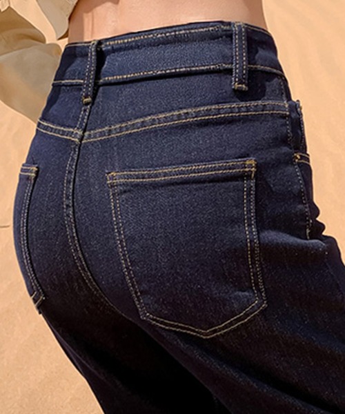 DAY CLOSET（デイ クローゼット）の「【大きいサイズ有/裏起毛】冬もあったか。ウォッシュ加工ストレートデニムパンツ レディース（デニムパンツ・レディース・ネイビー/ブルー・XL/2XL/S/M/L）」の12枚目の写真