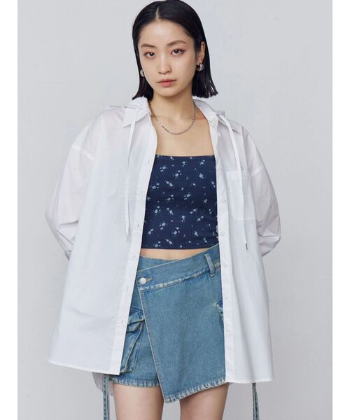 EMODA（エモダ）の「ワイドボディフーディシャツ（シャツ/ブラウス・レディース・グレー/ベージュ/ネイビー/ホワイト・FREE）」の14枚目の写真