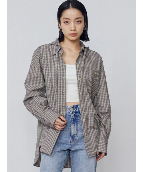 EMODA（エモダ）の「ワイドボディフーディシャツ（シャツ/ブラウス・レディース・グレー/ベージュ/ネイビー/ホワイト・FREE）」の21枚目の写真