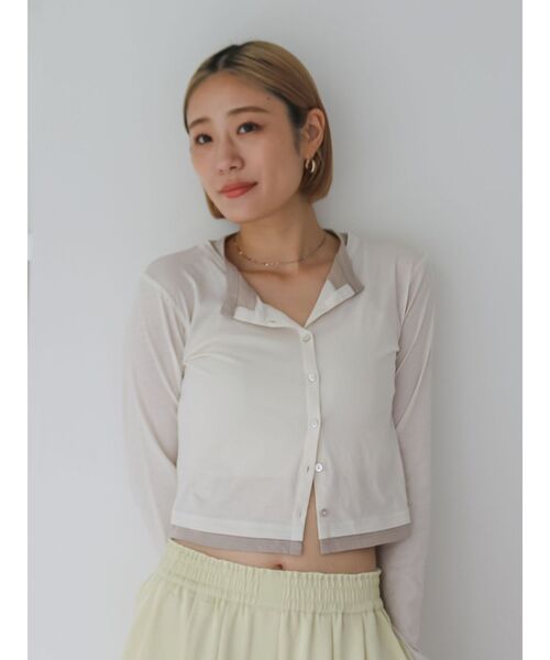 Ungrid（アングリッド）の「カシミヤ混レイヤードデザインカーディガン（カーディガン/ボレロ・レディース・チャコールグレー/レッド/オフホワイト・FREE）」の13枚目の写真