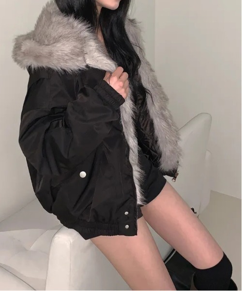 gossip！ロサンゼルス（ゴシップロサンゼルス）の「Y2K マウンテンカービング中綿 ワークジャケット（ブルゾン・レディース・ブラック/グレー・M）」の18枚目の写真