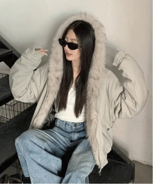 gossip！ロサンゼルス（ゴシップロサンゼルス）の「Y2K マウンテンカービング中綿 ワークジャケット（ブルゾン・レディース・ブラック/グレー・M）」の21枚目の写真