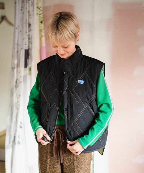 時計じかけのアーガイルキルティングベスト（ダウンベスト）｜PAMM