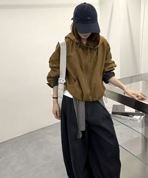 CANVAS+(キャンバスプラス)の「【CANVAS+】チェック切り替えマウンテンパーカーブルゾン(ブルゾン・レディース・カーキ/ネイビー/アイボリー/キャメル・M)」の22枚目の写真