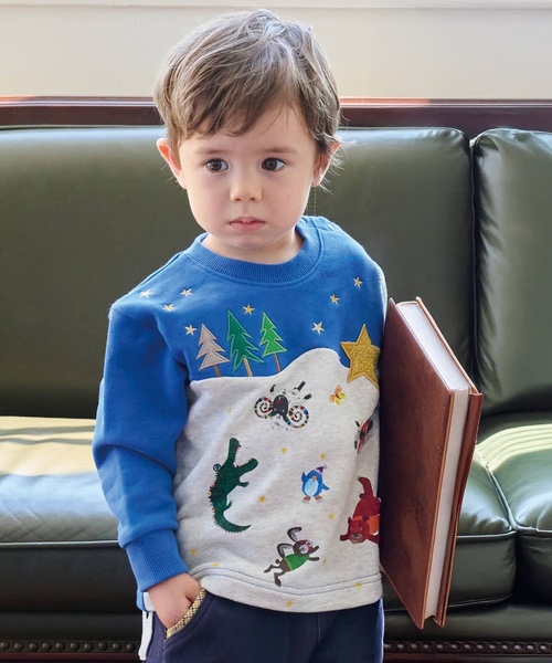 kladskap（クレードスコープ）の「【コロボックル】雪山アニマルトレーナー（スウェット・キッズ・マスタード/ブルー・80ｃｍ/100cm/110cm/120cm/90cm）」の2枚目の写真