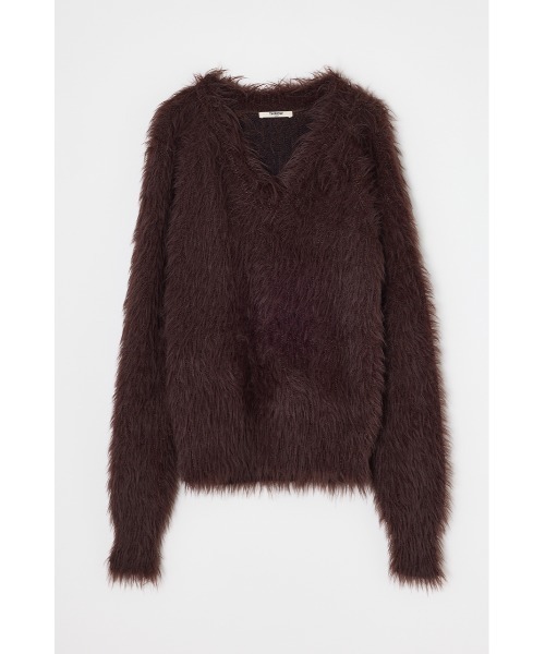 THROW by SLY（スローバイスライ）の「THROW SHAGGY V/N TUCK PUFF TOPS　シャギー Vネック タック パフ トップス 秋服 冬服（ニット/セーター・レディース・ブラウン/アイボリー・FREE）」の14枚目の写真