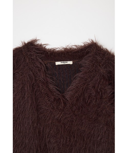 THROW by SLY（スローバイスライ）の「THROW SHAGGY V/N TUCK PUFF TOPS　シャギー Vネック タック パフ トップス 秋服 冬服（ニット/セーター・レディース・ブラウン/アイボリー・FREE）」の16枚目の写真