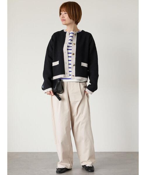 Lugnoncure（ルノンキュール）の「金釦配色ニットジャケット（カーディガン/ボレロ・レディース・ネイビー/ブラック/オフホワイト・F）」の7枚目の写真