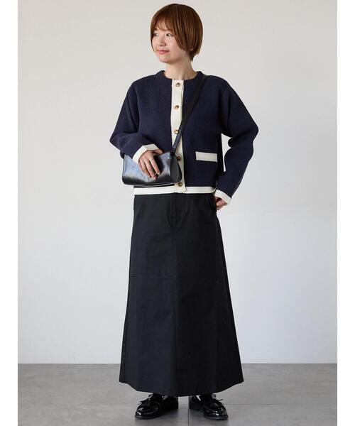 Lugnoncure（ルノンキュール）の「金釦配色ニットジャケット（カーディガン/ボレロ・レディース・ネイビー/ブラック/オフホワイト・F）」の11枚目の写真