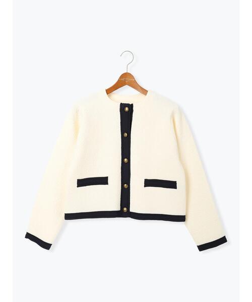 Lugnoncure（ルノンキュール）の「金釦配色ニットジャケット（カーディガン/ボレロ・レディース・ネイビー/ブラック/オフホワイト・F）」の13枚目の写真