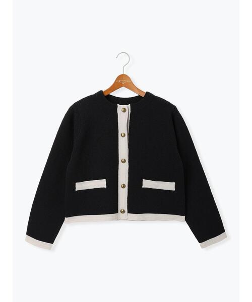 Lugnoncure（ルノンキュール）の「金釦配色ニットジャケット（カーディガン/ボレロ・レディース・ネイビー/ブラック/オフホワイト・F）」の14枚目の写真