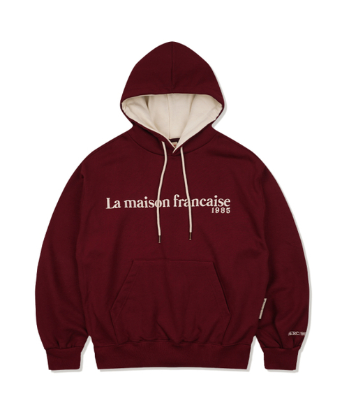 FABULOUS ARCHIVE（ファビュラスアーカイブ）の「オーバーサイズフード配色エンボス刺繍フードバーガンディ(FCF3TS645M)（パーカー・レディース・バーガンディー・SMALL/LARGE）」の3枚目の写真