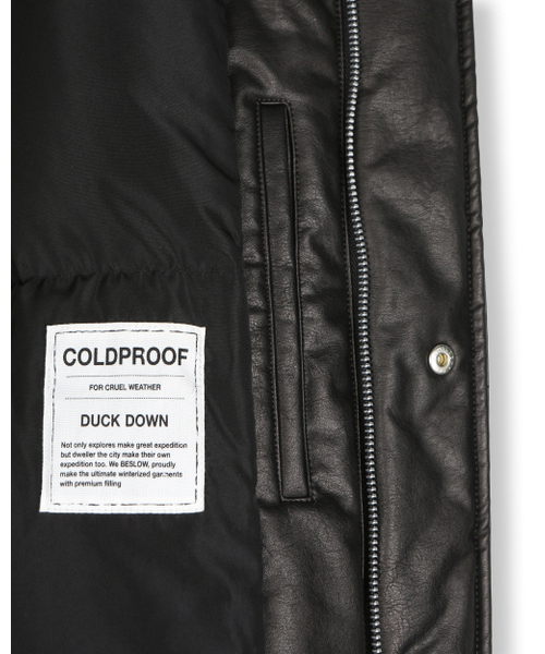 BESLOW(ビースロー)の「OVERSIZED M65 HOOD SHORT DOWN PARKA VEGAN LEATHER BLACK(ダウンジャケット/コート・メンズ・その他・LARGE/MEDIUM/SMALL/X-LARGE/X-SMALL)」の15枚目の写真