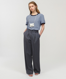 MOONSUN（ムーンサン）の「Wide Two-Tuck Slacks / Blue Gray（スラックス）」