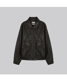 Overfit 2way bomber leather jacket [FRFA02JK03]_Brown