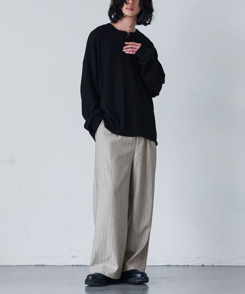 MDR(エムディアール)の「ストライプワイドスラックス(スラックス・メンズ・グレー/ライトベージュ・M/L)」の20枚目の写真