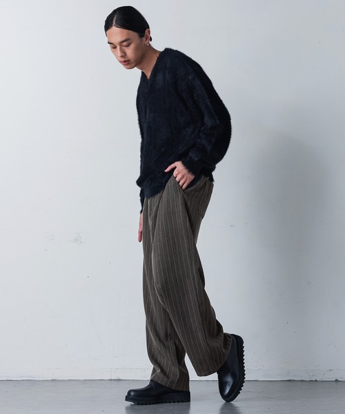MDR(エムディアール)の「ストライプワイドスラックス(スラックス・メンズ・グレー/ライトベージュ・M/L)」の15枚目の写真