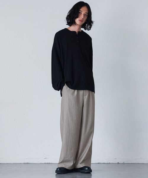MDR(エムディアール)の「ストライプワイドスラックス(スラックス・メンズ・グレー/ライトベージュ・M/L)」の21枚目の写真