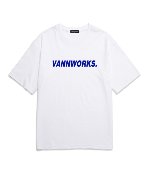 VANNWORKS(バンワークス)の「ベーシックロゴオーバーサイズ半袖Tシャツ (VS0104) ホワイト/ブルー(Tシャツ/カットソー・レディース・その他・SMALL/X-LARGE/XX-LARGE/LARGE/MEDIUM)」の1枚目の写真