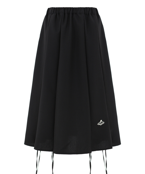 PLASMASPHERE(プラズマスフィア)の「2WAYスクランチAラインシェアリングリボンコットンミディスカート_ブラック(スカート・レディース・ブラック・FREE)」の2枚目の写真