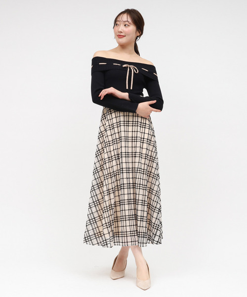 ROYAL PARTY(ロイヤルパーティー)の「配色リボンフロッキーチェックドッキングワンピース(ワンピース・レディース・オフホワイト/ブラウン/ブラック・FREE)」の12枚目の写真