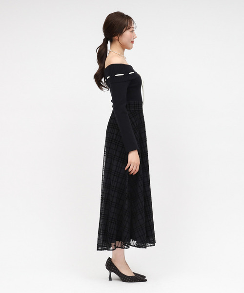 ROYAL PARTY(ロイヤルパーティー)の「配色リボンフロッキーチェックドッキングワンピース(ワンピース・レディース・オフホワイト/ブラウン/ブラック・FREE)」の8枚目の写真