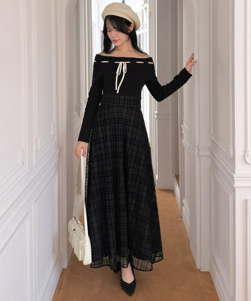 ROYAL PARTY(ロイヤルパーティー)の「配色リボンフロッキーチェックドッキングワンピース(ワンピース・レディース・オフホワイト/ブラウン/ブラック・FREE)」の13枚目の写真