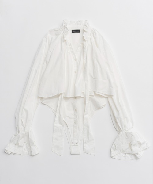 MAISON SPECIAL(メゾンスペシャル)の「Ruffle Shirt Bodysuit/ラッフルシャツボディスーツ(その他トップス・レディース・ピンク/ホワイト/グレー・FREE)」の15枚目の写真