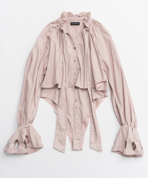 MAISON SPECIAL(メゾンスペシャル)の「Ruffle Shirt Bodysuit/ラッフルシャツボディスーツ(その他トップス・レディース・ピンク/ホワイト/グレー・FREE)」の16枚目の写真