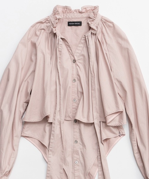 MAISON SPECIAL(メゾンスペシャル)の「Ruffle Shirt Bodysuit/ラッフルシャツボディスーツ(その他トップス・レディース・ピンク/ホワイト/グレー・FREE)」の17枚目の写真