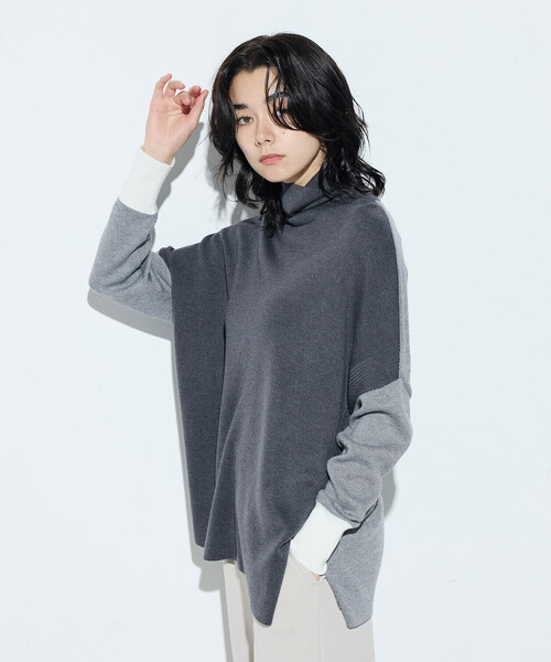 COMME CA（コムサ）の「ウール混スムース タートルプルオーバー（ニット/セーター・レディース・サックスブルー/チャコール/ベージュ系その他・9号）」の3枚目の写真