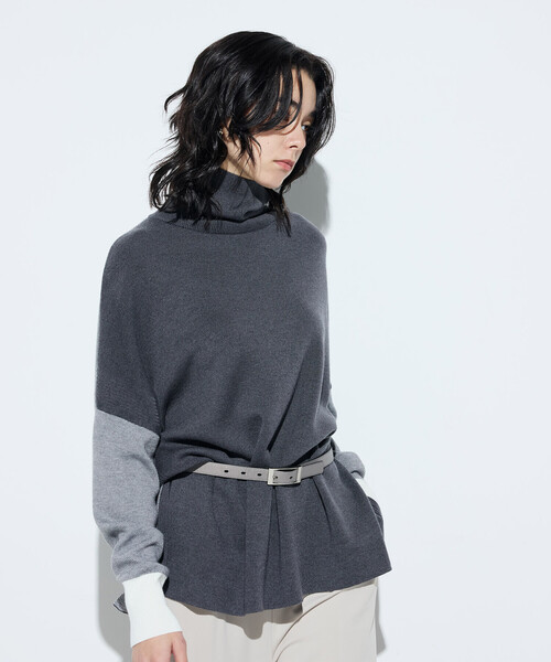 COMME CA（コムサ）の「ウール混スムース タートルプルオーバー（ニット/セーター・レディース・サックスブルー/チャコール/ベージュ系その他・9号）」の6枚目の写真