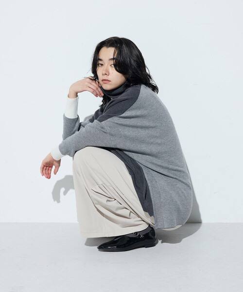 COMME CA（コムサ）の「ウール混スムース タートルプルオーバー（ニット/セーター・レディース・サックスブルー/チャコール/ベージュ系その他・9号）」の7枚目の写真