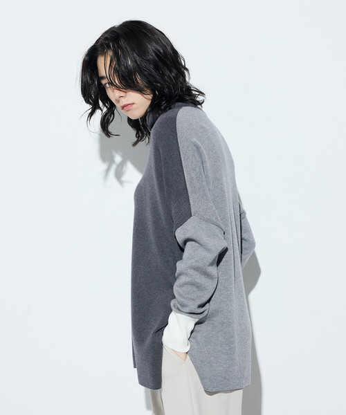 COMME CA（コムサ）の「ウール混スムース タートルプルオーバー（ニット/セーター・レディース・サックスブルー/チャコール/ベージュ系その他・9号）」の8枚目の写真