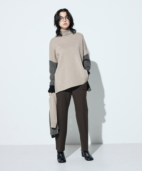 COMME CA（コムサ）の「ウール混スムース タートルプルオーバー（ニット/セーター・レディース・サックスブルー/チャコール/ベージュ系その他・9号）」の12枚目の写真