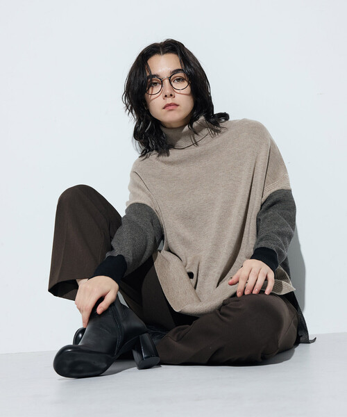 COMME CA（コムサ）の「ウール混スムース タートルプルオーバー（ニット/セーター・レディース・サックスブルー/チャコール/ベージュ系その他・9号）」の16枚目の写真