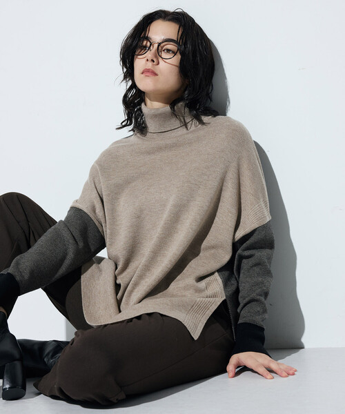 COMME CA（コムサ）の「ウール混スムース タートルプルオーバー（ニット/セーター・レディース・サックスブルー/チャコール/ベージュ系その他・9号）」の17枚目の写真