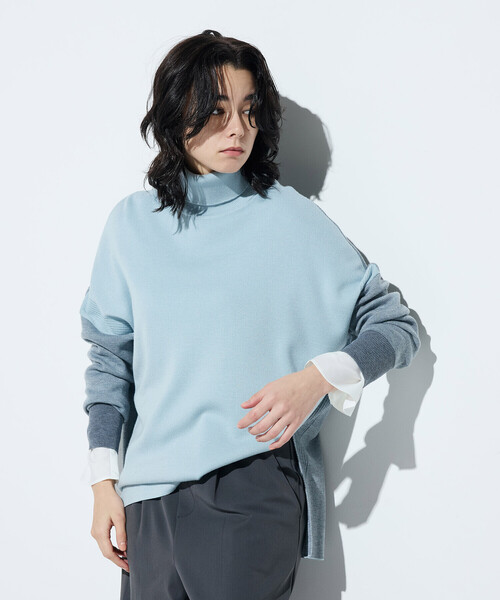 COMME CA（コムサ）の「ウール混スムース タートルプルオーバー（ニット/セーター・レディース・サックスブルー/チャコール/ベージュ系その他・9号）」の22枚目の写真