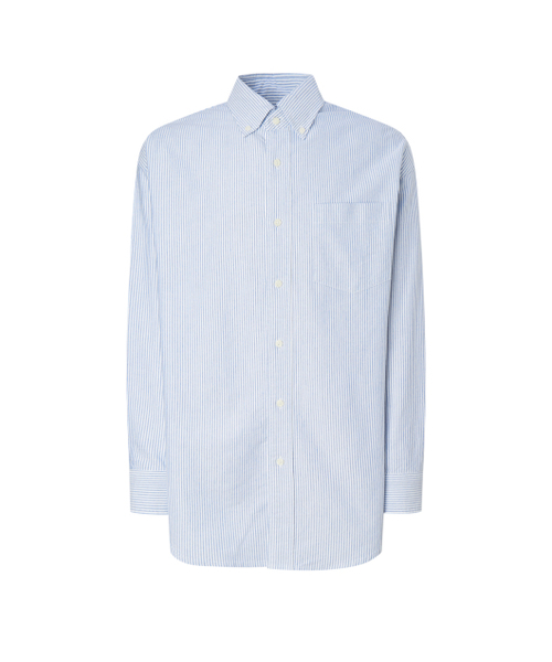 HAZZYS（ ヘジス）の「[HIS]ネイビーストライプオックスフォードシャツ（シャツ/ブラウス・メンズ・その他・MEDIUM/LARGE/SMALL）」の2枚目の写真