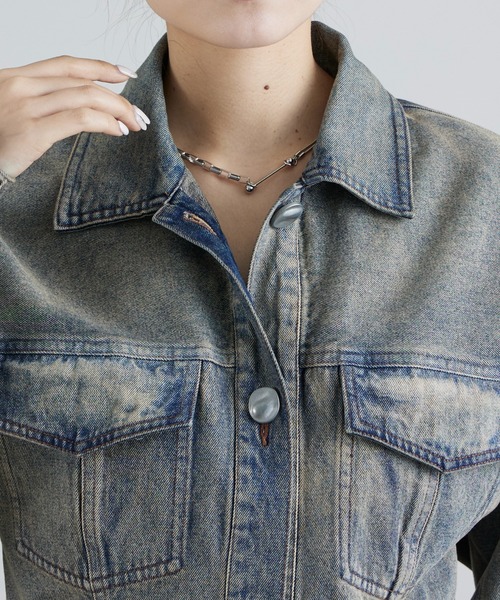 Lui's（ルイス）の「ウエストシェイプデニムジャケット（デニムジャケット・レディース・インディゴブルー/ブラック・FREE）」の11枚目の写真