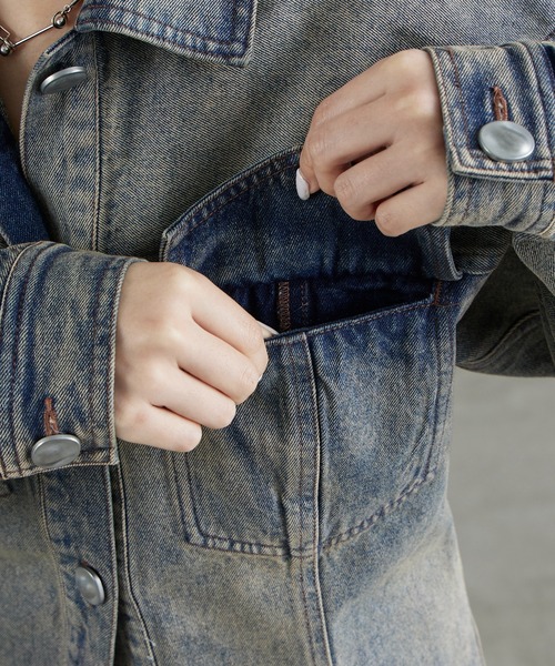 Lui's（ルイス）の「ウエストシェイプデニムジャケット（デニムジャケット・レディース・インディゴブルー/ブラック・FREE）」の13枚目の写真